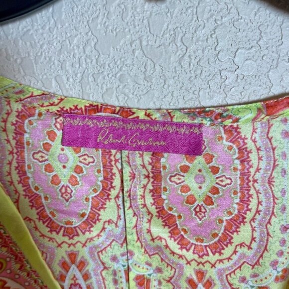 Robert Graham Tunic Blouse Top Womens L Multicolor Long Sleeve Tasseled Prints - Picture 4 of 10